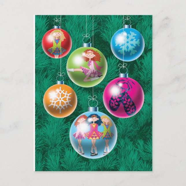 Cartão Postal De Festividades Cartão de Natal Irlandês Baubles (Frente)