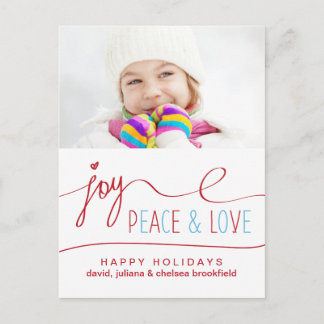 Cartão Postal De Festividades Cartão de Natal Joy Peace & Love