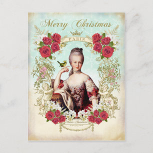 Cartão Postal De Festividades Cartão de Natal Marie Antoinette Pássaro Rosas Ver