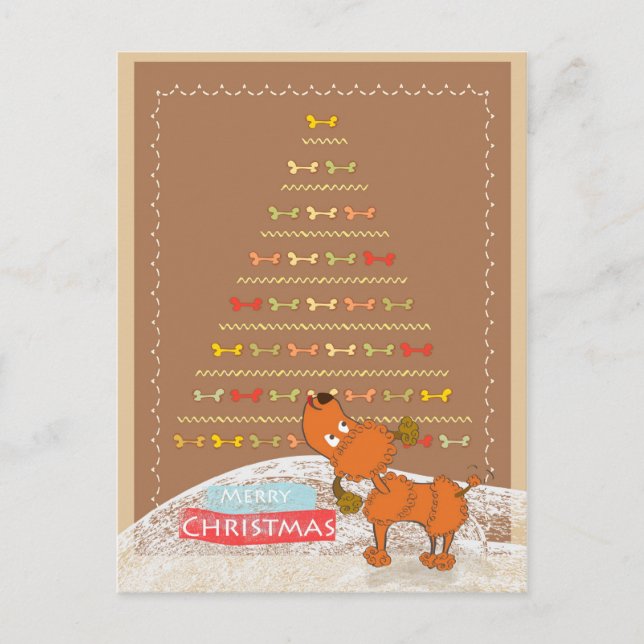 Cartão Postal De Festividades cartão de Natal marrom bonito da caniche (Frente)