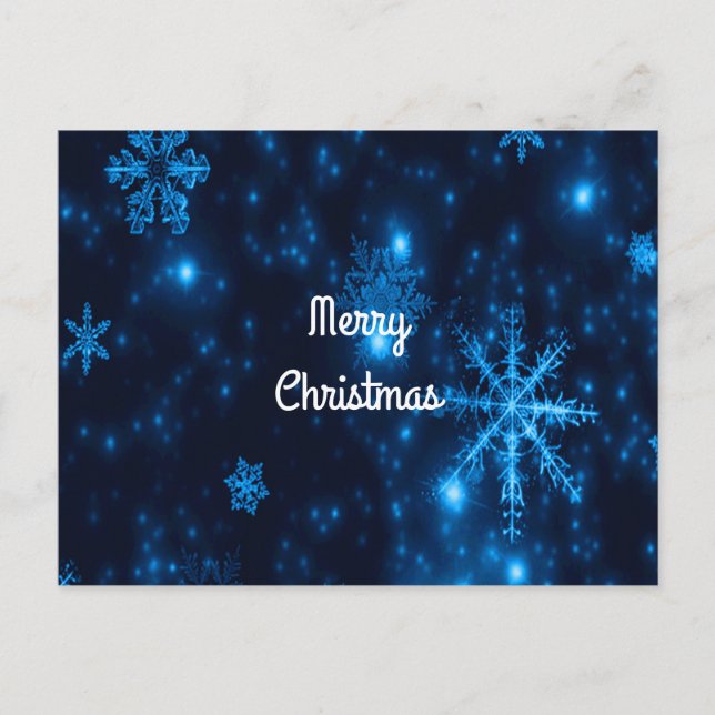 Cartão Postal De Festividades Cartão de Natal Meritíssimo Azul e Brilhante (Frente)