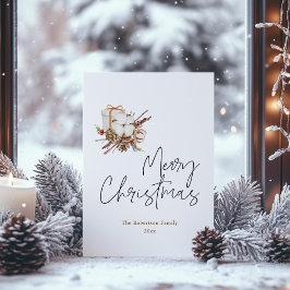 Cartão Postal De Festividades Cartão de Natal minimalista com Buquê de algodão