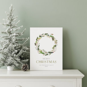 Cartão Postal De Festividades Cartão de Natal minimalista com Greenery Wreath