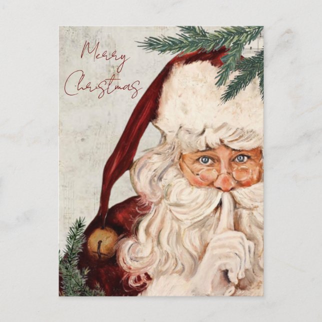 Cartão Postal De Festividades Cartão de Natal no estilo vintage (Frente)