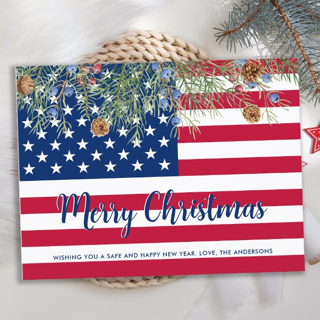 Cartão Postal De Festividades Cartão de Natal Patriótico Militar Americano (Criador carregado)
