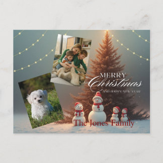 Cartão Postal De Festividades Cartão de Natal Personalizável com Boneco de Neve