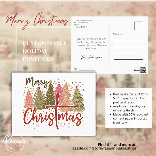 Cartão Postal De Festividades Cartão de Natal Personalizável de Férias (Criador carregado)