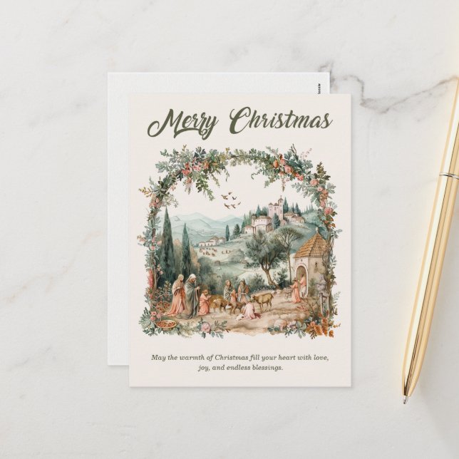 Cartão Postal De Festividades Cartão de Natal Religioso Personalizado (Frente/Verso In Situ)
