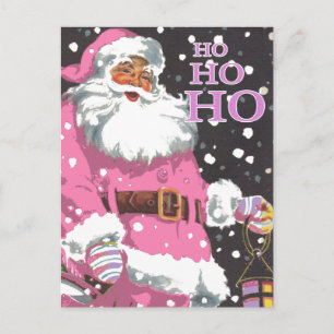 Cartão Postal De Festividades Cartão de Natal Rosa Papai Noel