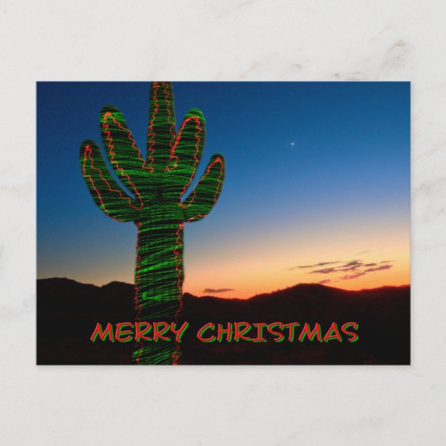 Cartão Postal De Festividades Cartão de Natal Saguaro Cactus Feriado (Frente)