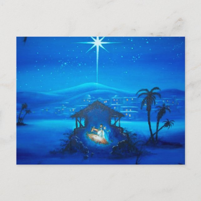Cartão Postal De Festividades Cartão de Natal sobre Natividade Religiosa (Frente)