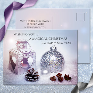 Cartão Postal De Festividades Cartão de Natal Sonho Mágico Branco Elegante