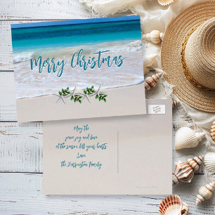 Cartão Postal De Festividades Cartão de Natal Tropical de Praia no Oceano