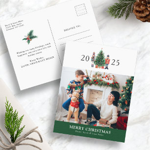 Cartão Postal De Festividades Cartão de Natal Verde Foto Férias