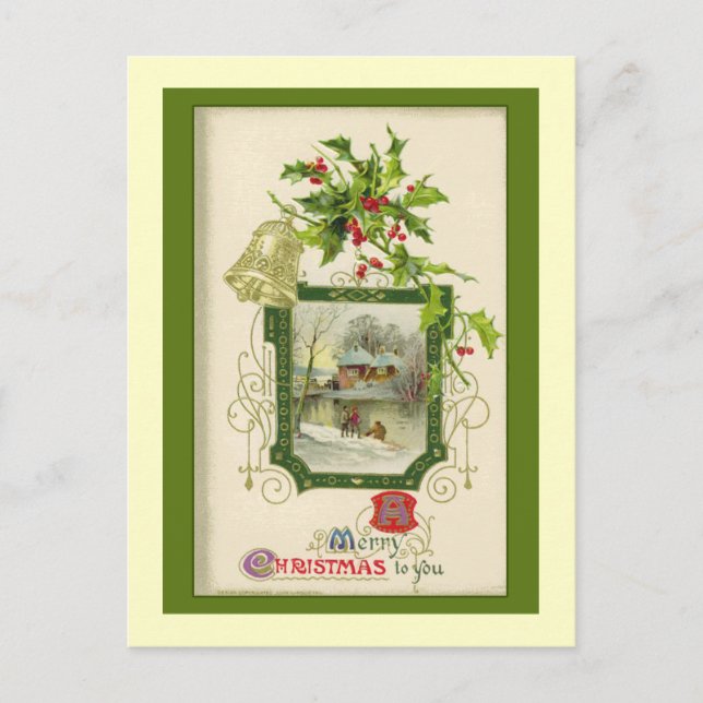 Cartão Postal De Festividades Cartão de Natal Vitoriano Adorável (Frente)