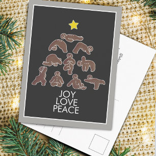 Cartão Postal De Festividades Cartão de Natal Yoga Gengibre Alegria Amor Paz