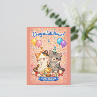 Cartão Postal De Festividades Cartão de Parabéns de Gato Kawaii Fofo Kit de Fest