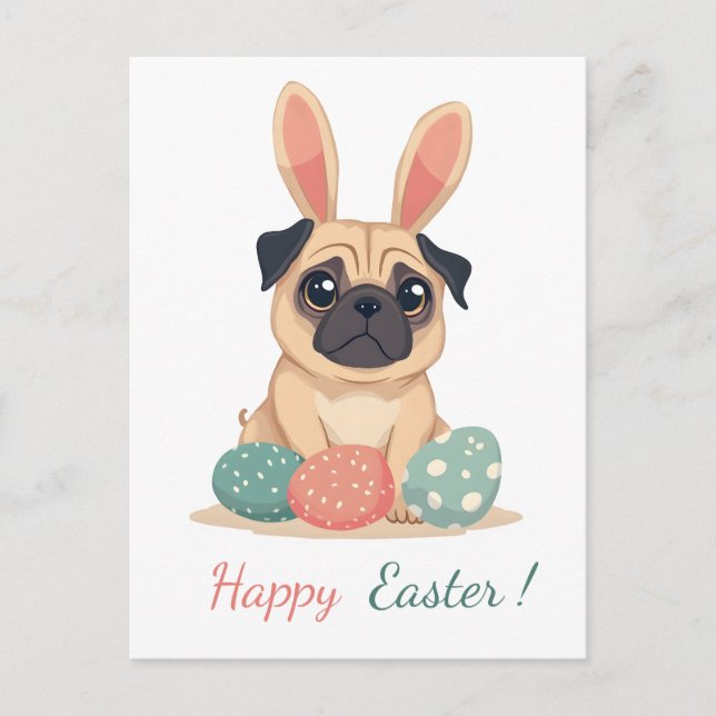 Cartão Postal De Festividades Cartão de páscoa com a fotografia de um cão (Frente)