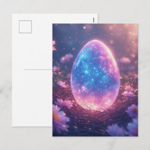 Cartão Postal De Festividades Cartão de Páscoa de Ovo de Néon Holográfico
