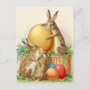 Cartão Postal De Festividades Cartão de Páscoa de Ovos de Páscoa de Coelhinho