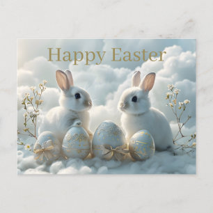 Cartão Postal De Festividades Cartão de Páscoa Dois Coelhos & Ovos de Páscoa Orn