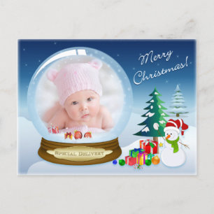 Cartão Postal De Festividades Cartão de Posto da Globo de Neve FOTO de Natal