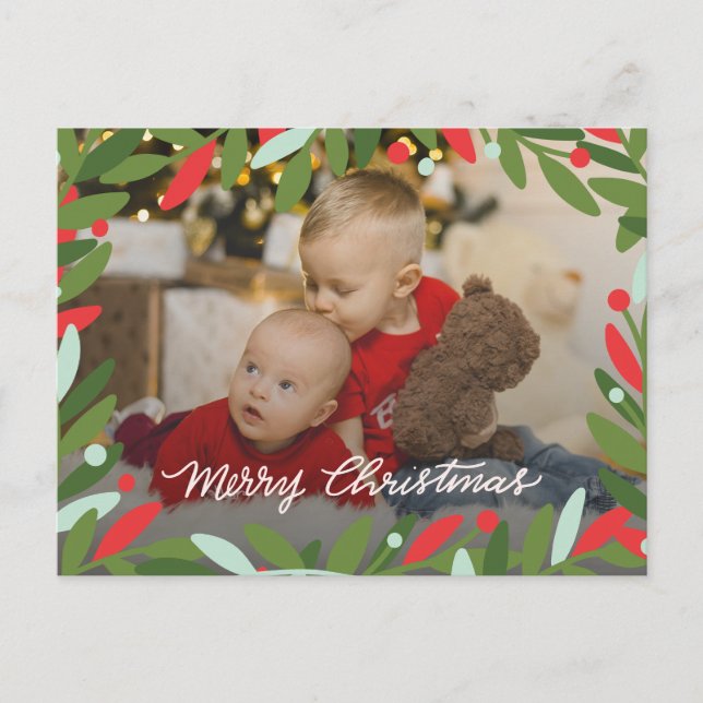 Cartão Postal De Festividades Cartão de Posto de Foto de Frota de Natal Verde Il (Frente)