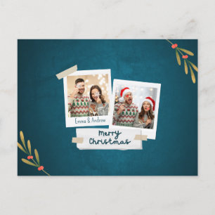 Cartão Postal De Festividades Cartão de Posto de Fotografia de Natal com Saudaçõ