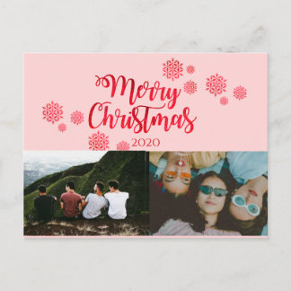 Cartão Postal De Festividades Cartão de Posto de fotografias de Natal com vermel
