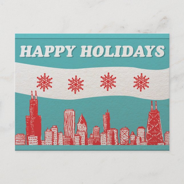 Cartão Postal De Festividades Cartão de Posto de Natal Chicago (Frente)