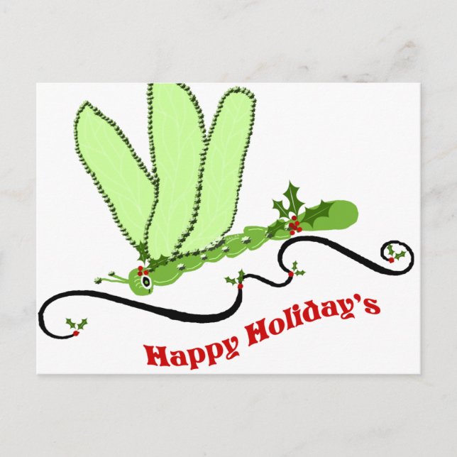 Cartão Postal De Festividades Cartão de Posto de Natal Dragonfly (Frente)