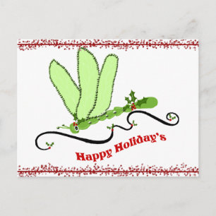 Cartão Postal De Festividades Cartão de Posto de Natal Dragonfly
