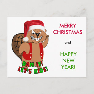 Cartão Postal De Festividades Cartão de Posto de Natal para castores selvagens