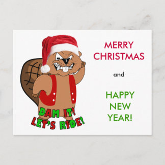 Cartão Postal De Festividades Cartão de Posto de Natal para castores selvagens