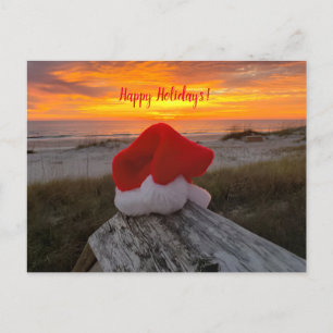Cartão Postal De Festividades Cartão de posto de Natal sobre o tema Praia