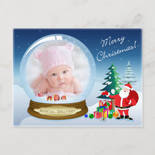 Cartão Postal De Festividades Cartão de Posto do Globo de Neve Foto de Natal do 