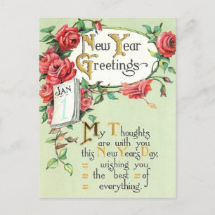 Cartão Postal De Festividades Cartão de Posto Vintage de Ano Novo