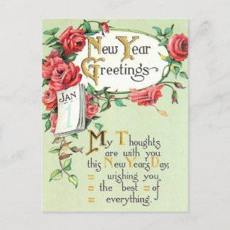 Cartão Postal De Festividades Cartão de Posto Vintage de Ano Novo