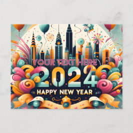 Cartão Postal De Festividades Cartão de presente de feliz ano novo 2024 para ela