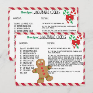 Cartão Postal De Festividades Cartão de receita de biscoitos de gengibre