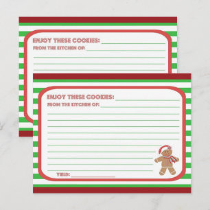 Cartão Postal De Festividades Cartão de receita de biscoitos de gengibre