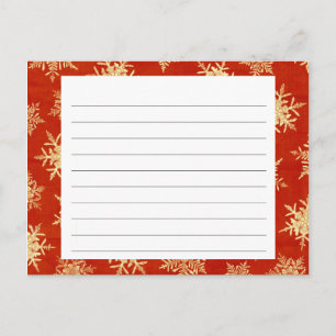 Cartão Postal De Festividades Cartão de Receita de Natal Coberto pelo Floco de 