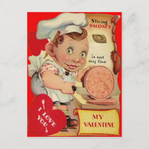 Cartão Postal De Festividades Cartão de São Valentim de Açougueiro Vintage Retro