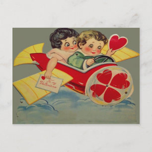 Cartão Postal De Festividades Cartão de São Valentim de Avião Retrô Vintage