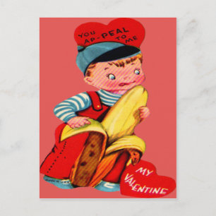 Cartão Postal De Festividades Cartão de São Valentim de Banana Retro Vintage