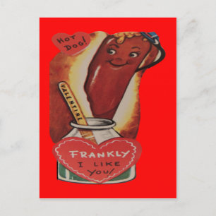 Cartão Postal De Festividades Cartão de São Valentim de Cachorro-Quente Vintage