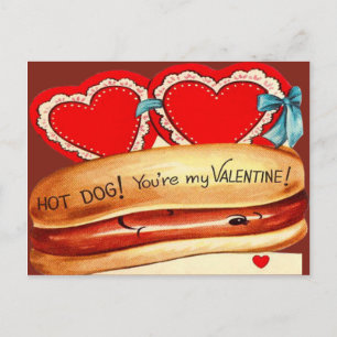 Cartão Postal De Festividades Cartão de São Valentim de Cachorro-Quente Vintage