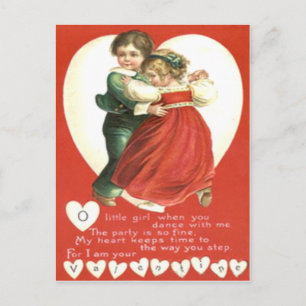 Cartão Postal De Festividades Cartão de São Valentim de Crianças Pequenas Dançan