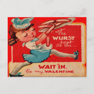 Cartão Postal De Festividades Cartão de São Valentim de garçonete de cachorro-qu