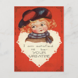 Cartão Postal De Festividades Cartão de São Valentim de Menina Retrô Antigo